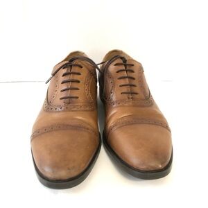 Zara Elegant Tan Leather Derby Shoes